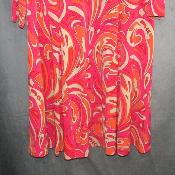 Susan Graver Liquid Knit Dress With Enamel Detail Size XL Pink Swirl A274928 - Picture 3 of 9